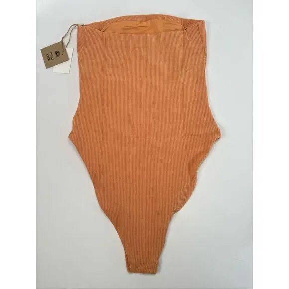 Free People x Toast Swim Dusty Coral Sea Tube One Piece Ribbed Swimsuit XS
